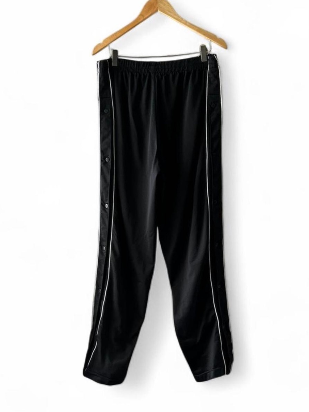 Vintage Kappa Black Track Snap Tear Away Pants Banda Logo Tape Elastic Waist XL - Picture 5 of 8